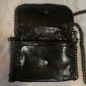 Genuine Leather Made In Italy Black Chain Shoulder Crossbody Bag | Color: Black